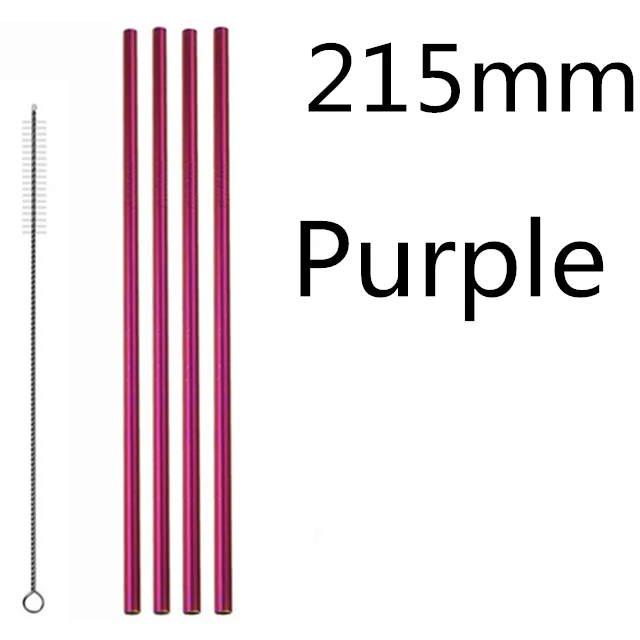 4/8 шт. Многоразовые соломинкой Высокое качество 304 Нержавеющая сталь металлическая соломинка с чистящая щетка для кружек 20/30 унций - Цвет: Purple 215