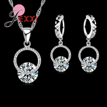 Великолепный 925 пробы Серебряный Австралийский кристалл кулон ожерелье комплект серег-колец серебряные украшения со стразами набор для помолвки