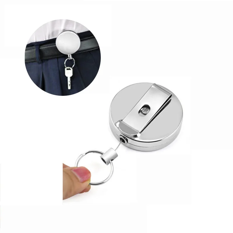 Men Round Waist Key Chain Belt Clip Double Heart Airplane Metal Key