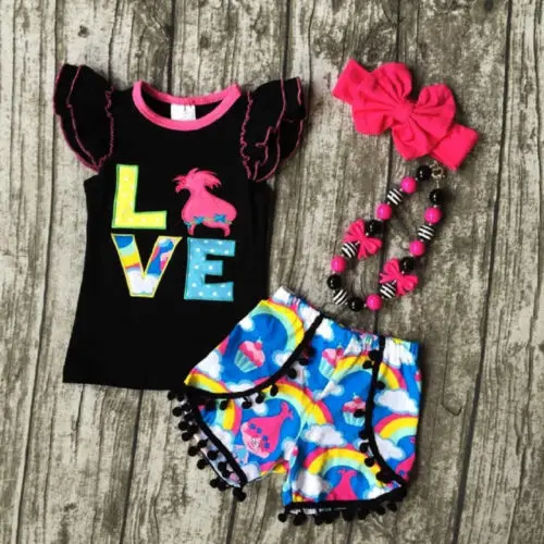 

Cute Toddler Kids Baby Girls clothes Summer Sleeveless letter Tops T-shirt + tassel Pants Outfits Set