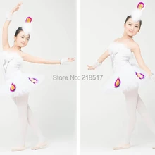 Платье для танцев на подтяжках с павлином для девочек китайский народный танец танцевальная одежда для выступлений Лебедь танцевальный балет латинский танцевальный костюм