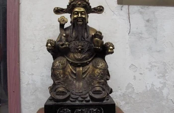 

19 Chinese classical bronze copper gild Dragon Ruyi god of wealth Mammon Statue
