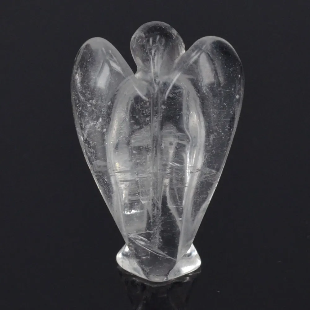 1.5inch Clear Quartz Crystal Gems Carving Angel Natural Crafts Stone Figurine Chakra Healing Reiki Stone