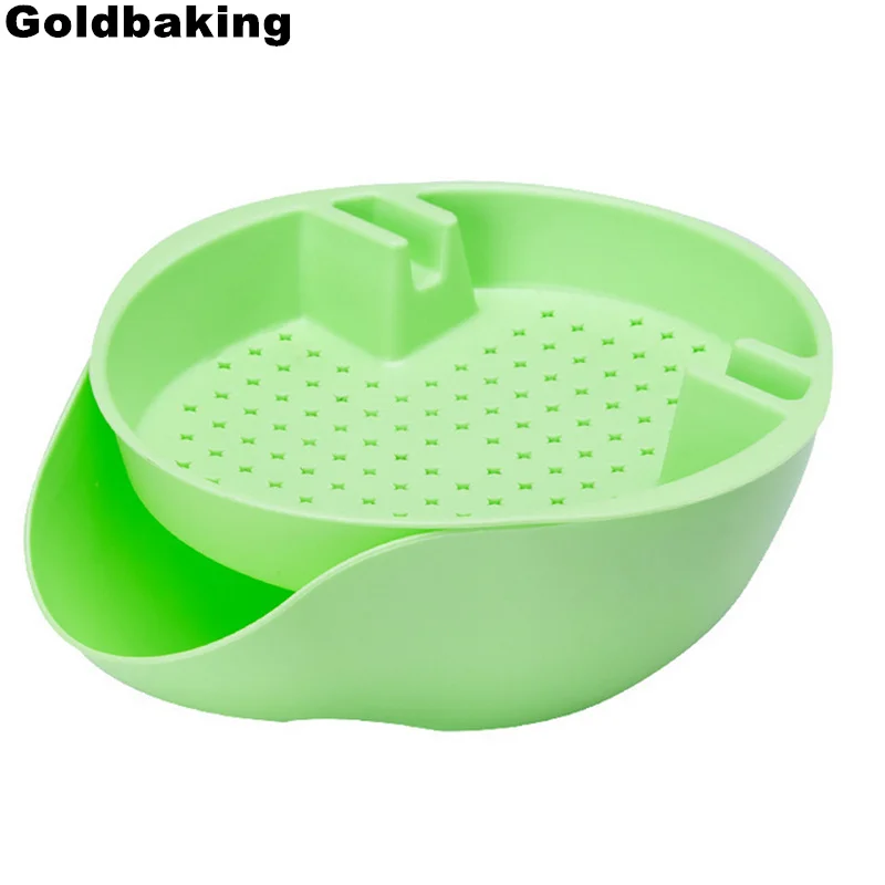 

Goldbaking Double Layers Fruit Plate Lazy Snaks Tray Nut Bowl with Cell Phone Holder Slot Snack Serving Tray with Shell Storage
