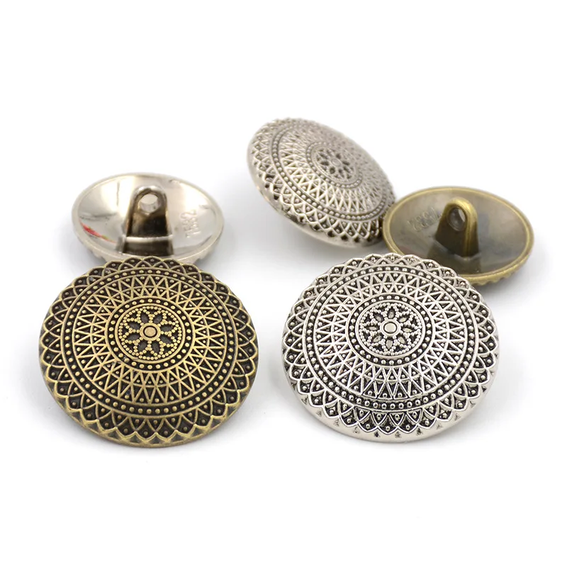 

100 pcs/lot Antique Silver Copper Metal Button Retro Jeans Coat Jacket Button Clothes Decorative Buckle Accessories
