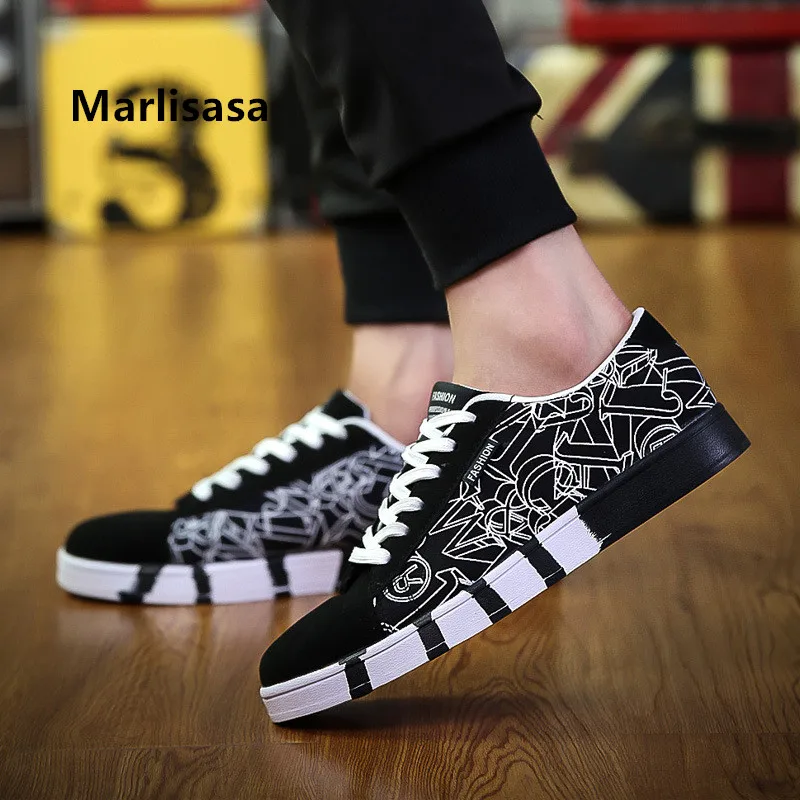 

Marlisasa Men Cool White Pattern Comfortable Shoes Man Anti Skid Street Black Shoes Male Shoes Chaussures Masculines F2588