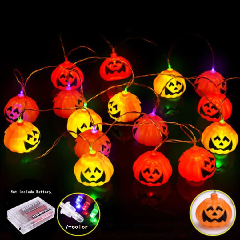 3M Halloween Pumpkin Ghost head LED String Lights Garden Party Decoration Holiday Halloween Lights 16SMD Battery box And EU 250V 3M Halloween Pumpkin Ghost head LED String Lights Garden Party Decoration Holiday Halloween Lights 16SMD Battery box And EU 250V