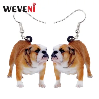 

WEVENI Acrylic Standing British Bulldog Dog Earrings Cute Long Dangle Drop Trendy Jewelry For Women Girls Charms Kid Animal Gift