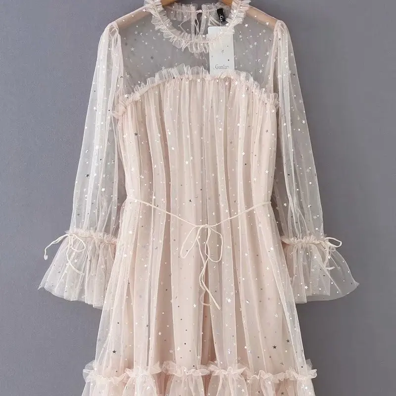 

TB55-19140 Euro-American Fashion Star Mesh Dress