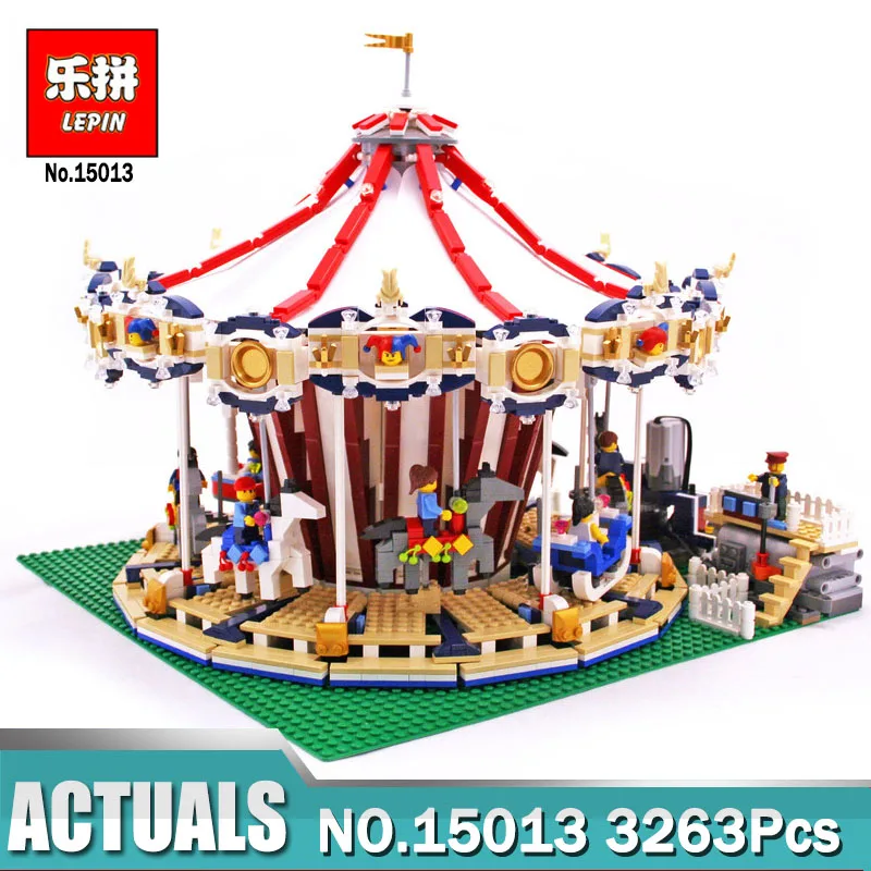 

City Street View Carousel Model with Power Function Building Kits Blocks Set compatible LegoINGlys Self-Locking toys for Kids