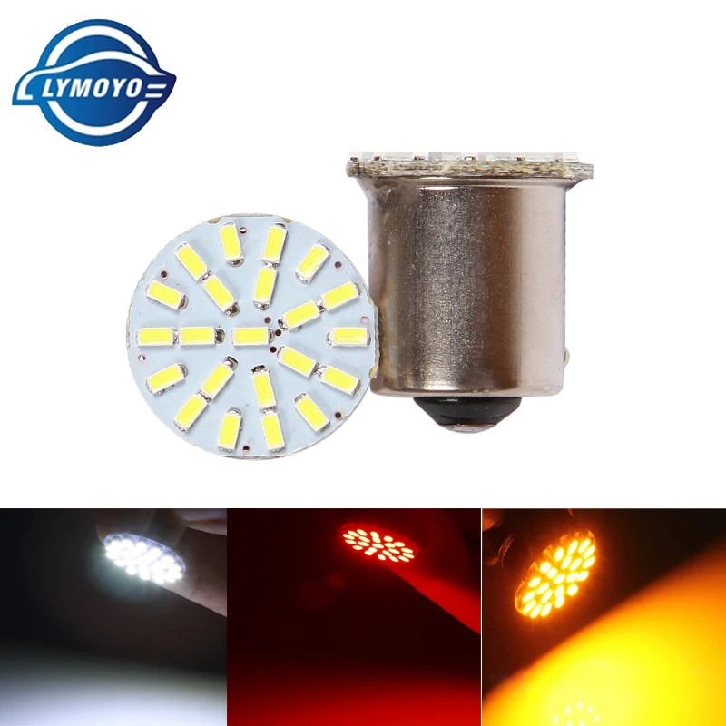 

LYMOYO 100pcs car ba15s s25 led 1156 p21w 5000k 22smd lamp white Car Lamp Brake Tail Parking Light turn signals light bulb dc12v