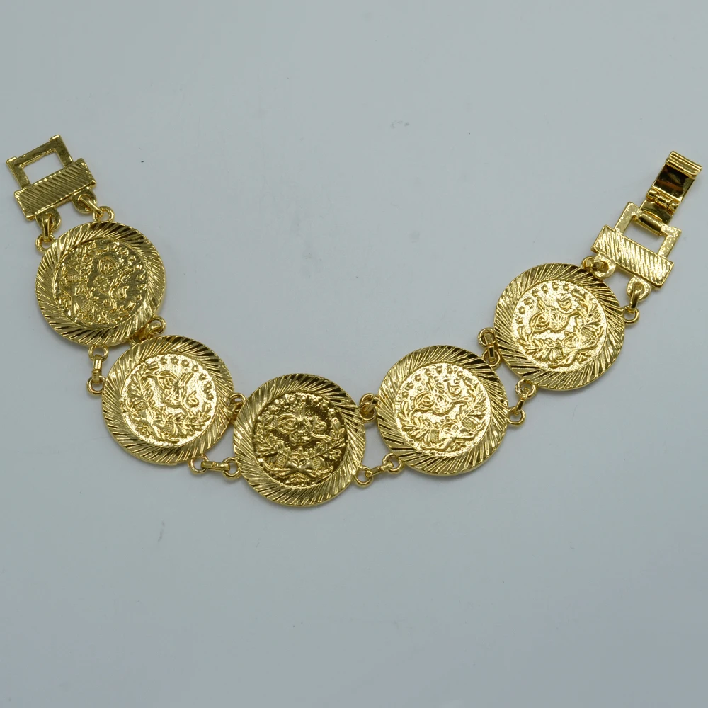 Anniyo 19CM Arab Coin Bracelet Women Gold Color Turkey Bangle Wholesale