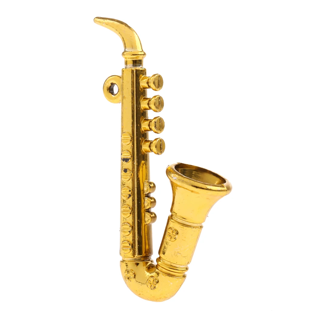 1/12 Dollhouse Miniature Musical Instrument Plastic Saxophone Model Figures Toy Accessory - Fit for House Garden Room Decro