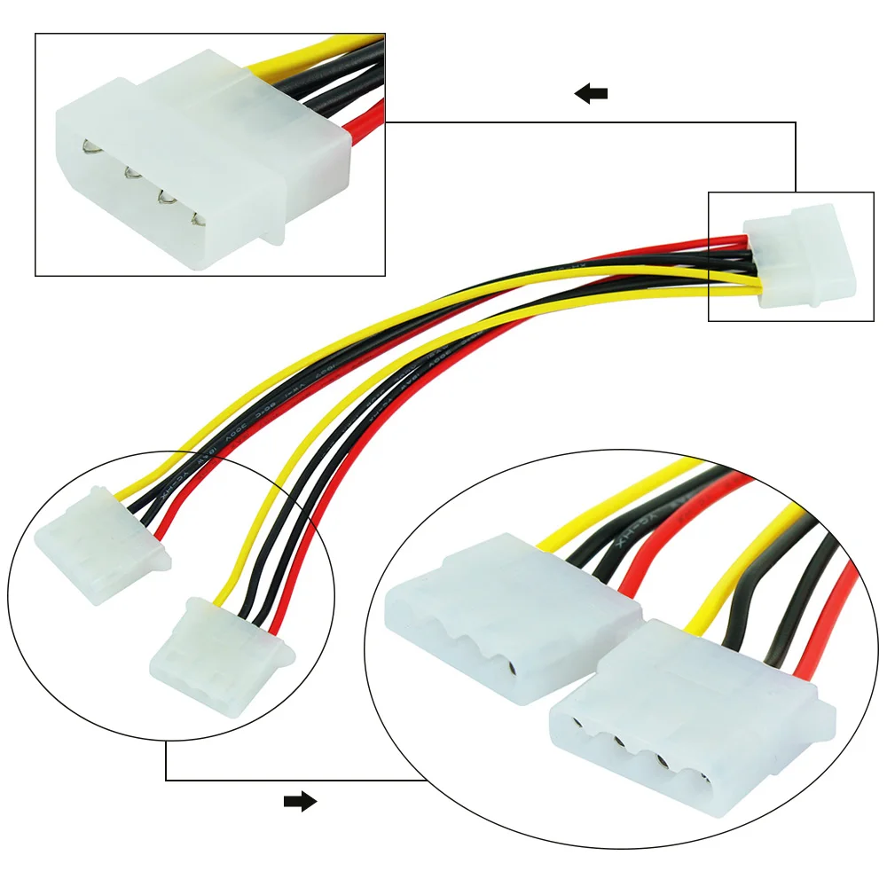 4Pin PSW 전원 IDE Y 몰렉스 분배기 케이블 LP4 몰렉스 J29 남성-여성 케이블 비디오 카드 코드 PC 컴퓨터 액세서리