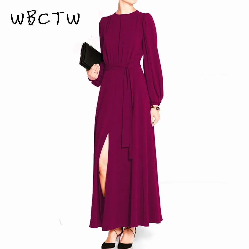 WBCTW XXS 7XL Plus Size Women Dress Long Lantern Sleeve Elegant Maxi