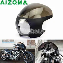 Fumaça 5 3/4 “Cortar Farol Carenagem Motocicletas Cafe Racer 5.75” Head Light Windscreen Cowl Defletor Para Harley chopper