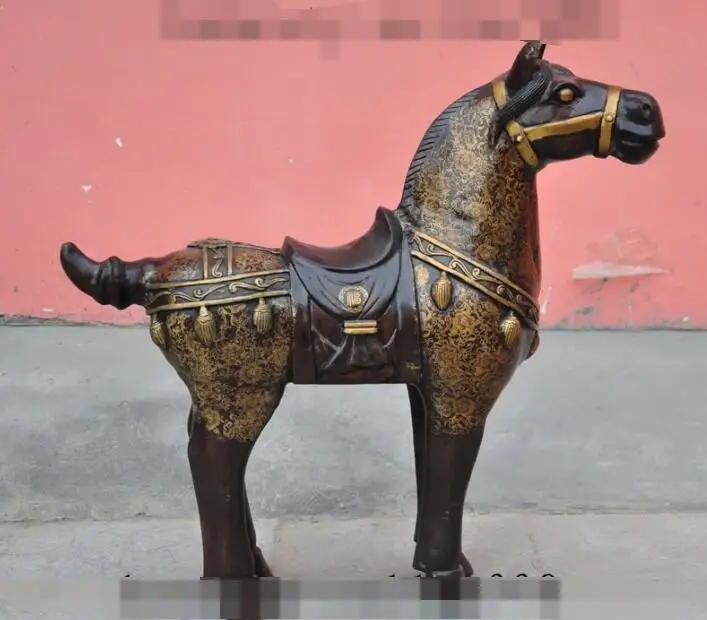 

S00446 24"Chinese Bronze Fengshui Zodiac Year tangma run horse steed statue Sculpture B0403