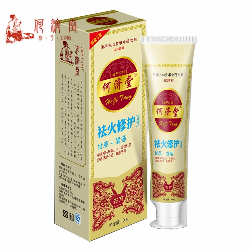 

HeJiTang 100g Snow Lotus Licorice Anti-inflammatory Toothpaste Relieving Gingival Swelling Bleeding Improve Oral Ulcer Oral Care