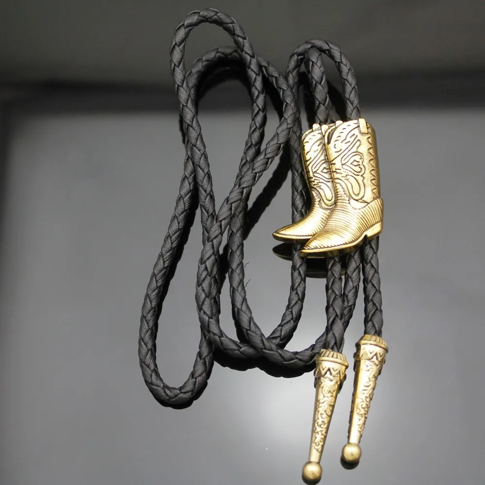Винтажные ковбойские сапоги золотого и серебряного цвета; ковбойские сапоги в стиле Родео; ковбойские кожаные сапоги Bolo Bola; Танцевальная линия; ожерелье с галстуком; ювелирные изделия унисекс