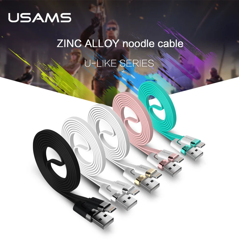 USAMS cable original 2.1A High strength Metal usb cable for iphone 7 p