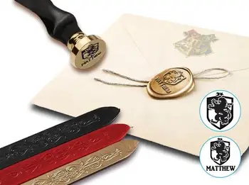 

Griffin Wax Seal KIt with Wood Handle & Red, Gold & Black Sealing Wax