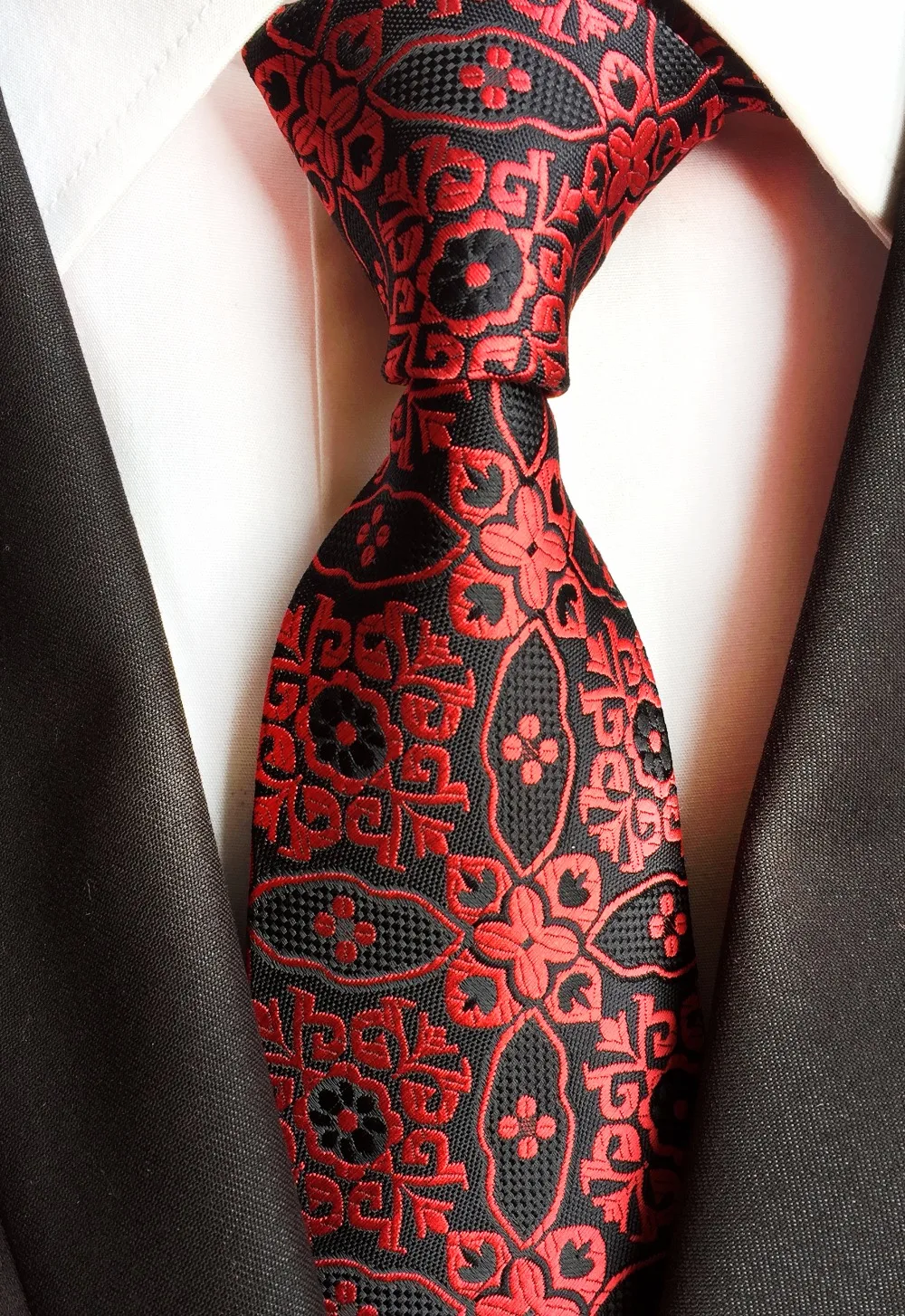 Silky Satin Jacquard Floral Paisley Ascot Cravat Necktie For