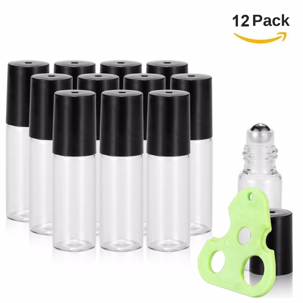 5ml Roller Bottles for Essential Oils Transparent Glass Roll on Bottles