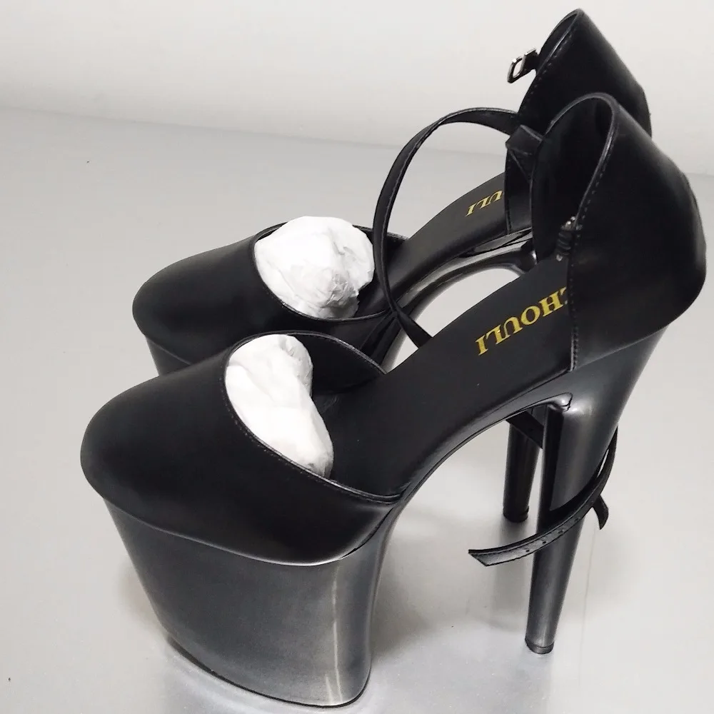 Bag post black subgloss leather 20cm ultra high merchandiser shoes, bride's wedding shoe model walking Dance Shoes