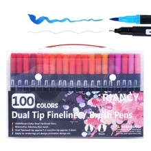 100 цветов Fineliner художественная маркерная ручка граффити стифтен двойной кончик кисти акварель для детей Рисование Живопись Gen Манга Аниме карандаши