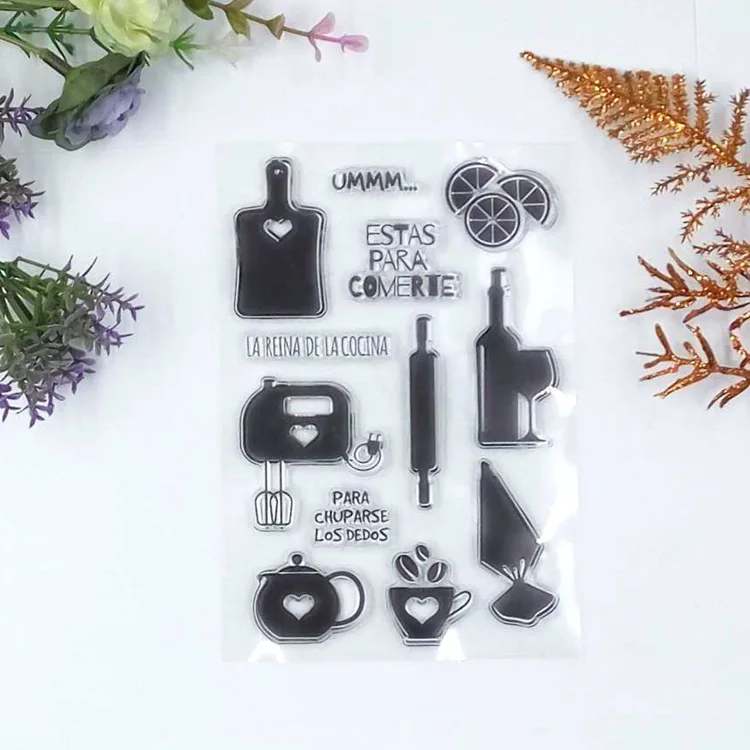 

RLJLIVES Clear Stamps Heart Cup &Red Wine DIY Scrapbook Card album paper craft silicon rubber roller transparent stamp
