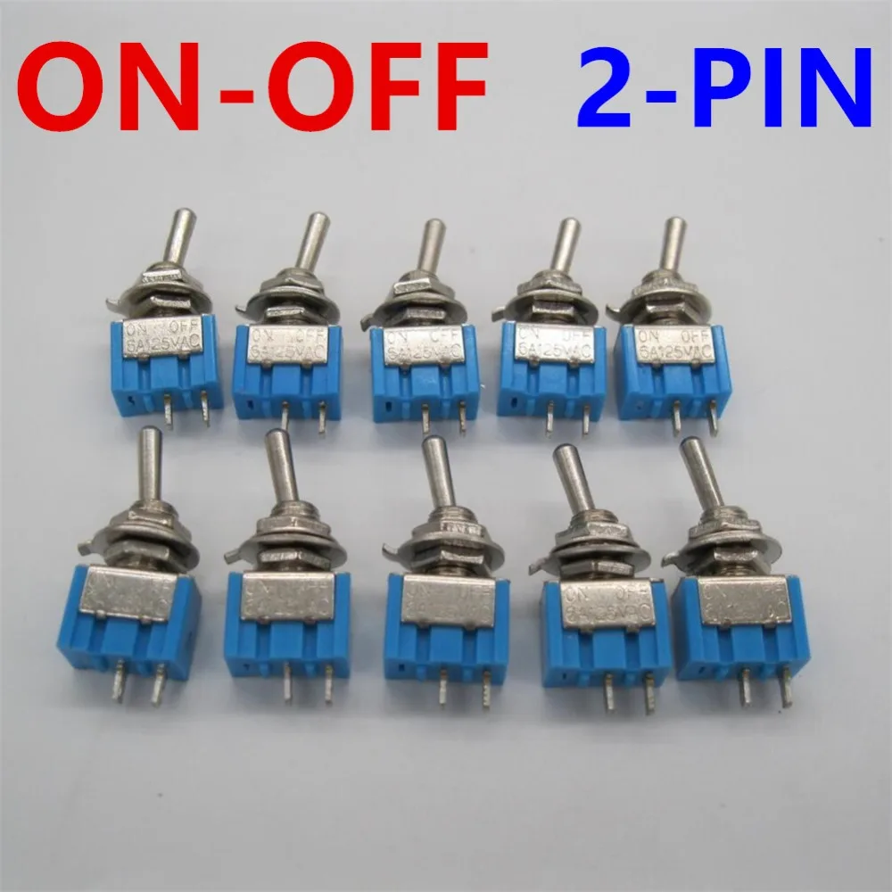 10pcs Mts-101 2-pin Spst Touch On-off 6a 125v Toggle Switch Mini ...