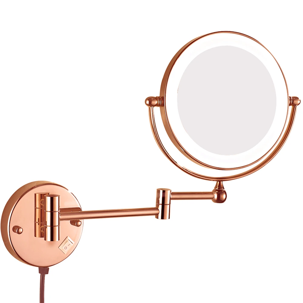 

GuRun Lighted Magnification Wall Mount Bathroom Makeup Mirror Swivel Extendable Mirrors with Electrical Plug, Magnifying 10x 7x