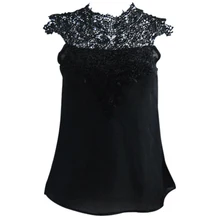 2017 NEW Fashion Women Summer Lace Blouse Casual Solid Color Patchwork Lace Chiffon Shirts Tops