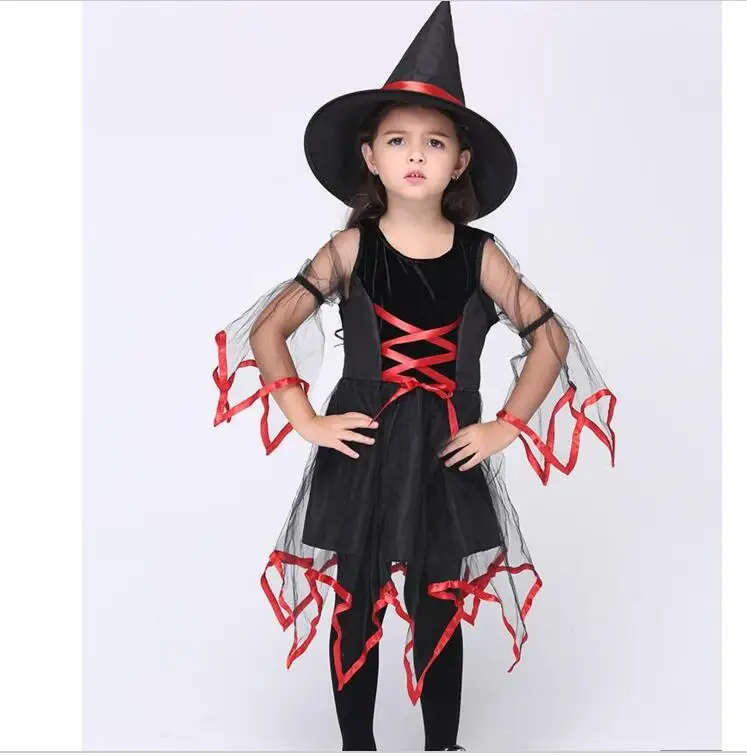 Fancy Masquerade Girl Party Costume Children Witch Cosplay Dance Dress