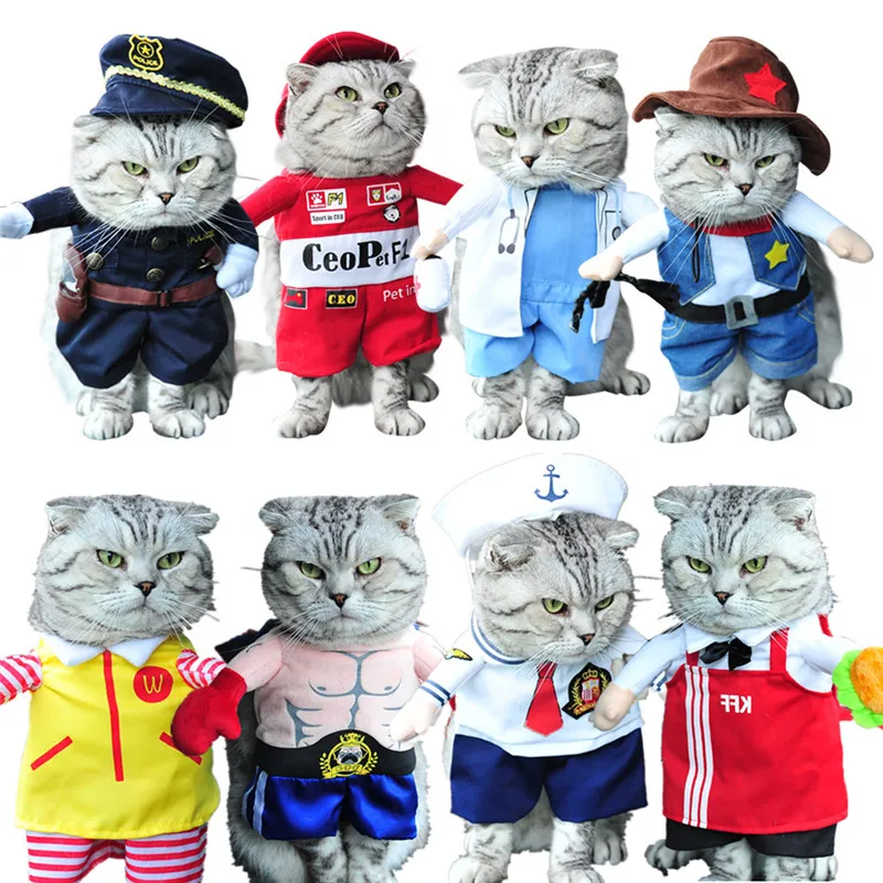 

Funny Cat Costume Nurse Policeman Pirate Cowboy Suit Dog Cat Halloween Costume Pet Puppy Suit Dressing Up Party Clothes For Cat