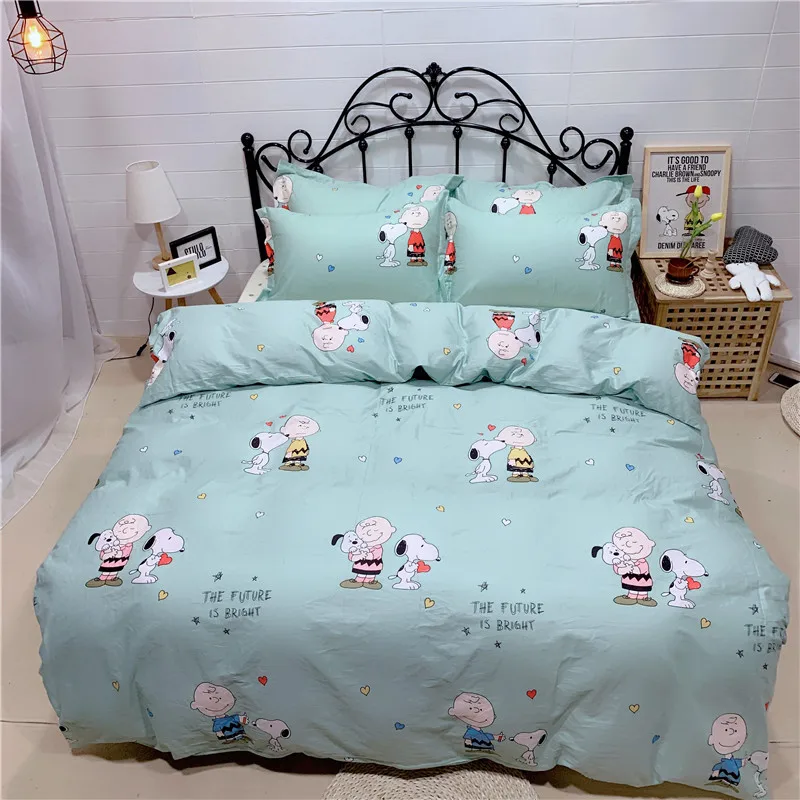 Pastoral Style 3 4pcs Pure Cotton Printed Bed Duvet Cover Flat