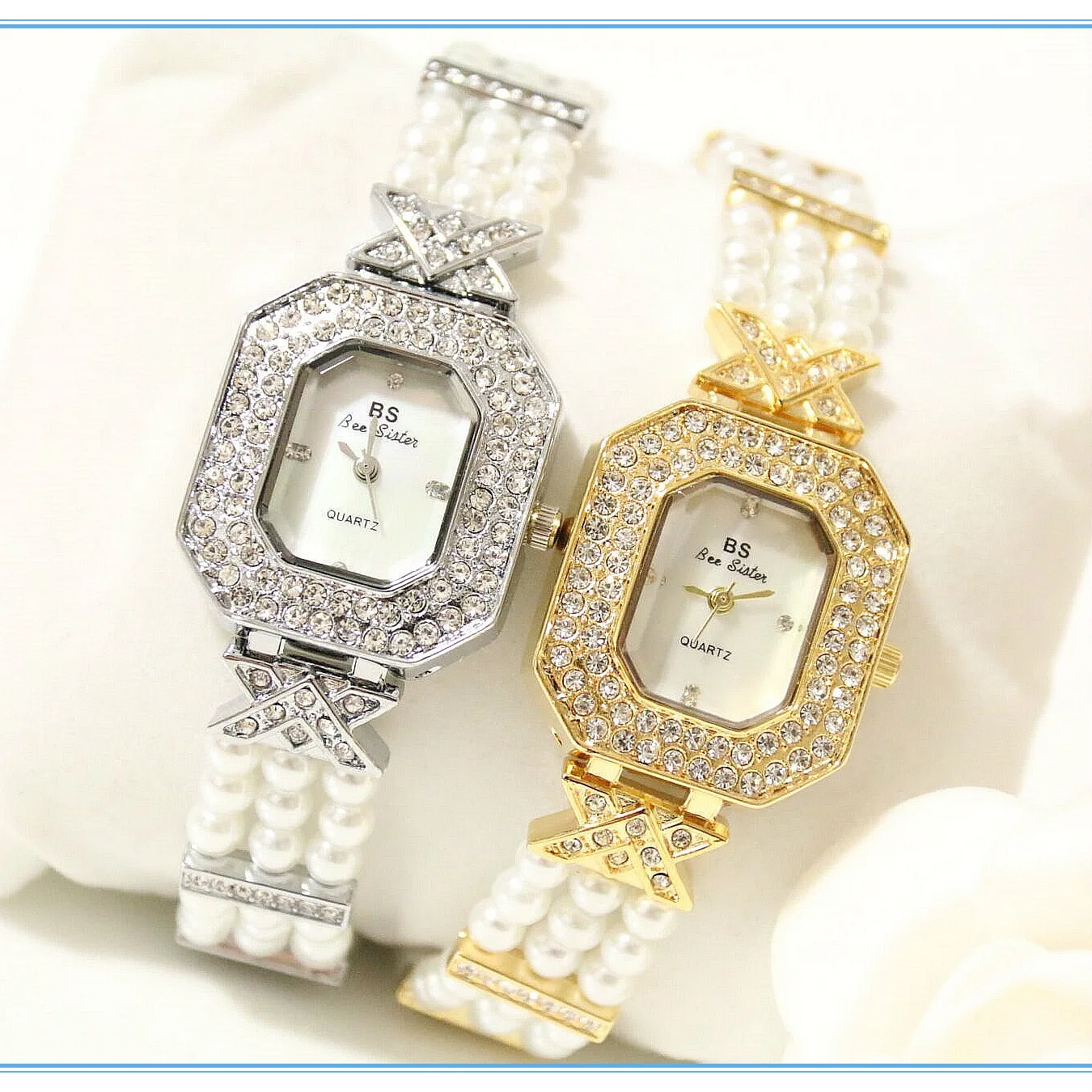 Bs Brand Luxury lady square crystal Watches fashion women dress Watch