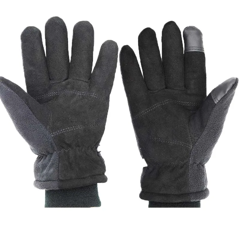 

Winter Buckskin Skiing Thickness Gloves Sports Skiing Motorcycle Windproof Fleece Keep Warm Touch Screen Men Gloves