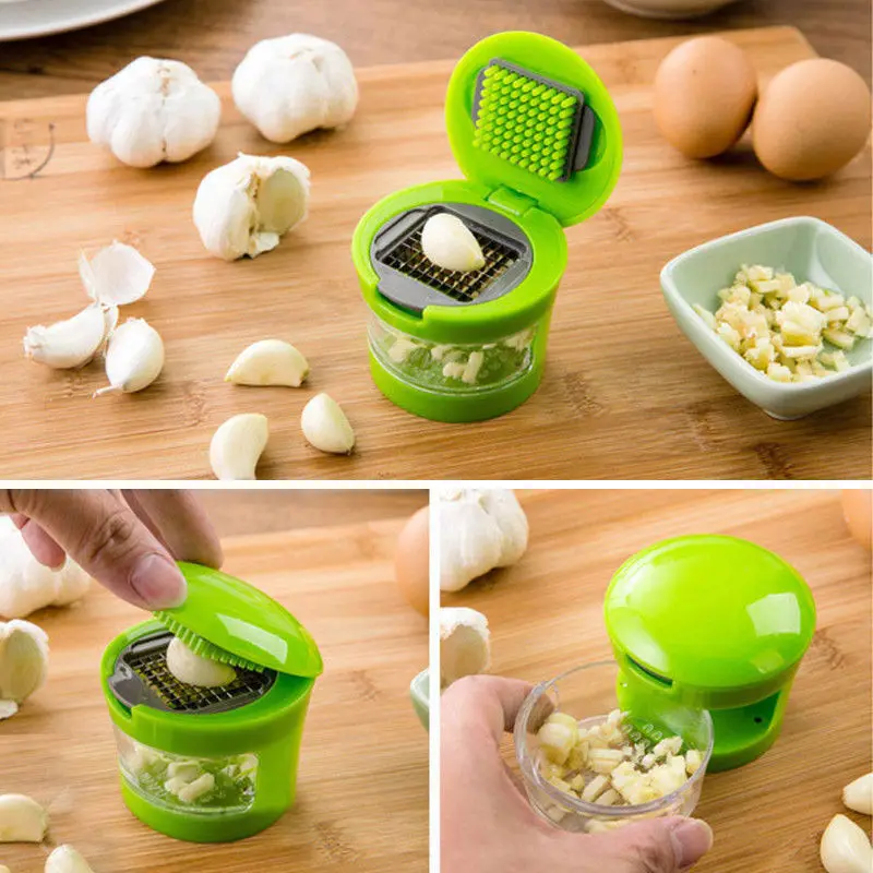 FANHHUI Garlic Grater Mini Portable ABS Stainless Steel Garlic Press Chopper Slicer Hand Presser Grinder Crusher Kitchen Tool