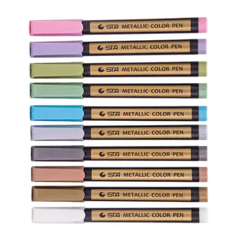 

Sunshilor Metallic Markers Paints Pens, Medium Tip Metallic Marker Pens for Black Paper, Glass, Rock Painting, Gift Card Making