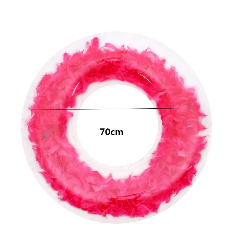 Дизайн надувной плавательный круг с голубой розовый перья Для женщин Плавание пробки круга пляжные летние водонепроницаемые вечерние надувные игрушки для бассейнов - Цвет: 70cm 27.5inch pink
