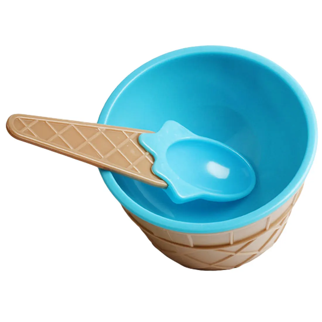 1 шт. многоразовая Милая чаша для мороженого с ложкой прекрасный подарок детям десертные чаши для мороженого чашка для мороженого 7 цветов - Цвет: Blue