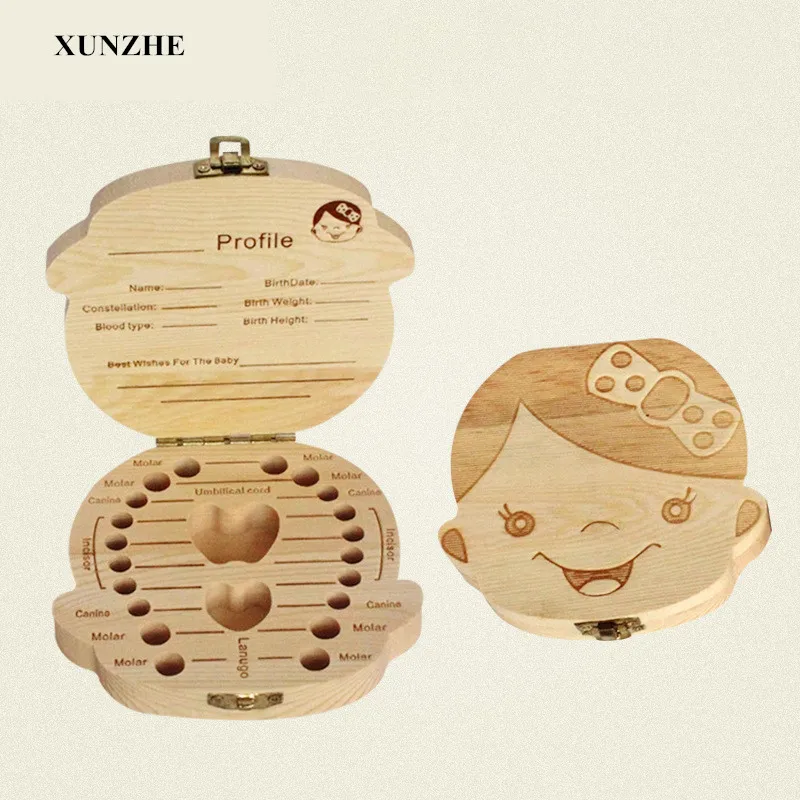 

2018 Boy Girl Wood Tooth Box Organizer save Milk teeth Wood storage Collecting teeth gifts umbilical cord creative for Children