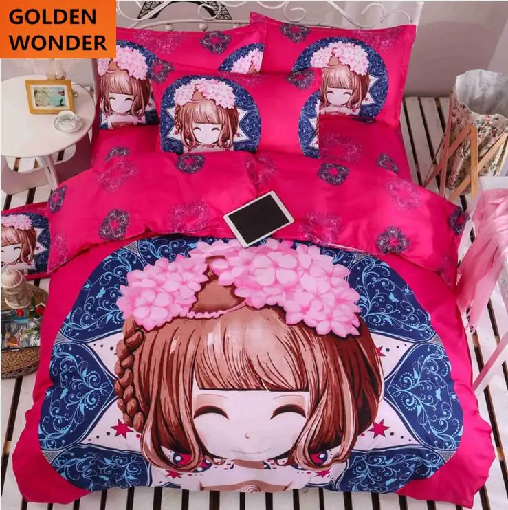 Lovely Cartoon Children Dormitory Bedding Set Cotton Duvet Cover Sets