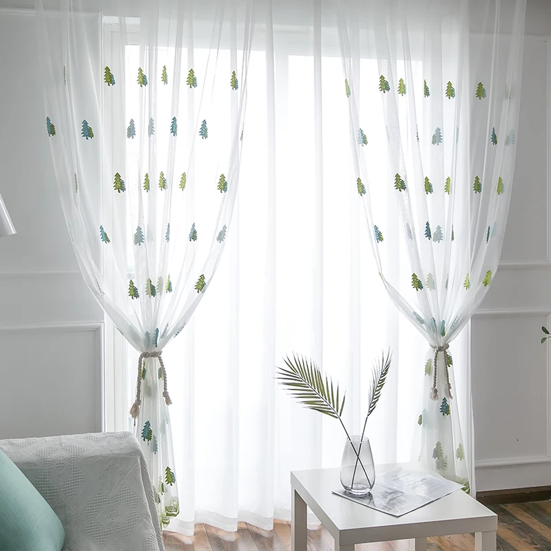 Рождественская елка желтая серая синяя зеленая тюлевые шторы 3d для гостиной