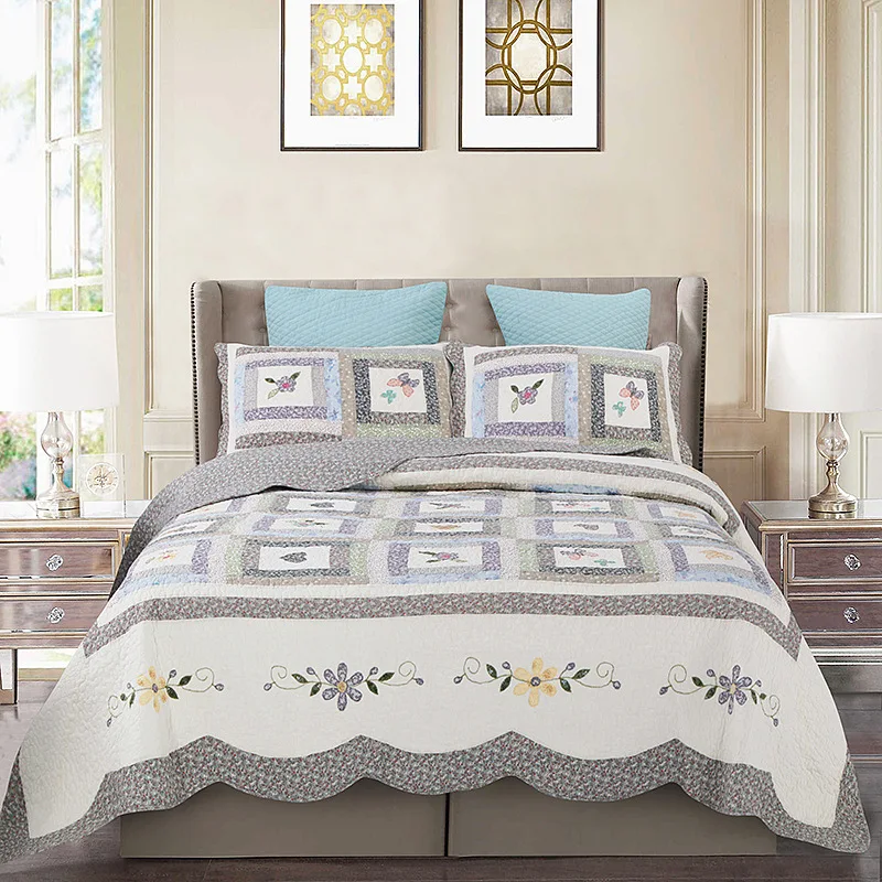 Chausub New Patchwork Bedspread Quilt Set 3pc Handmade Cotton