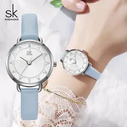 Shengke креативные наручные часы женские кожаные кварцевые часы женские тонкий ремешок женские часы Relogio Feminino Montre Femme 2019 Новинка