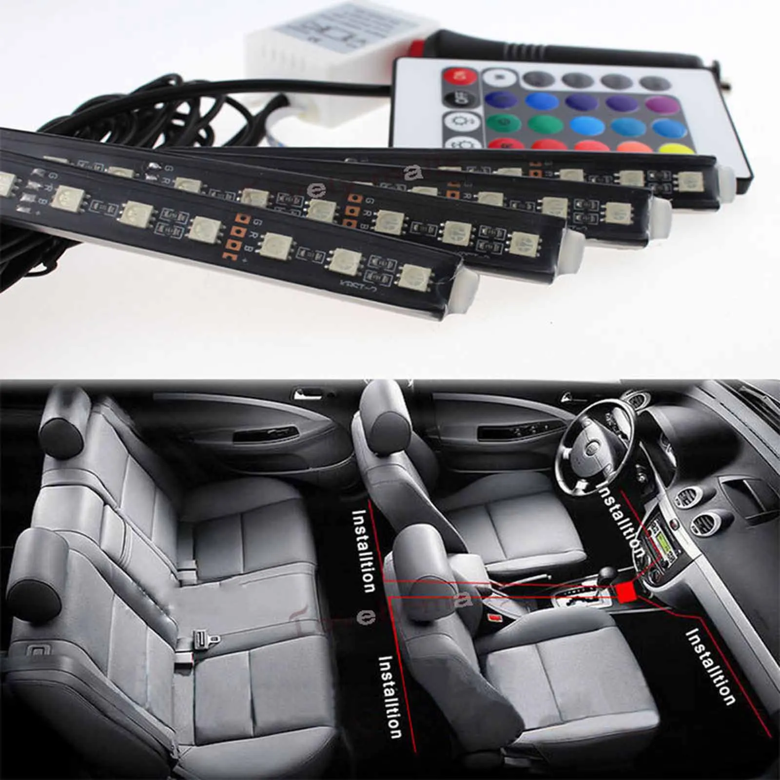 new 4pcs/set 12CM RGB LED Car Body Underglow Strip Neon Light Kit Remote Control