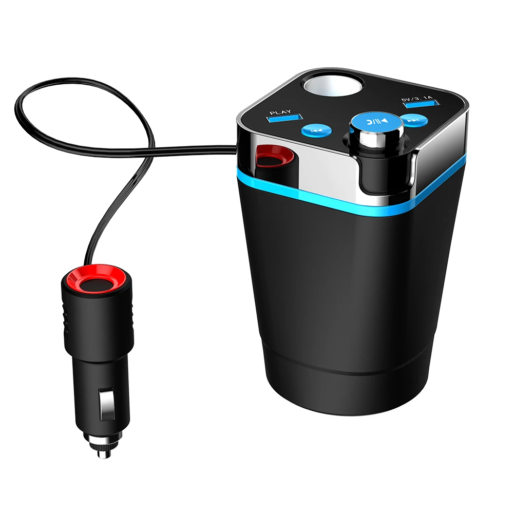 Bluetooth fm-передатчик автомобильный комплект с подстаканником двойной прикуриватель розетка Dual USB зарядное устройство адаптер питания разветвитель