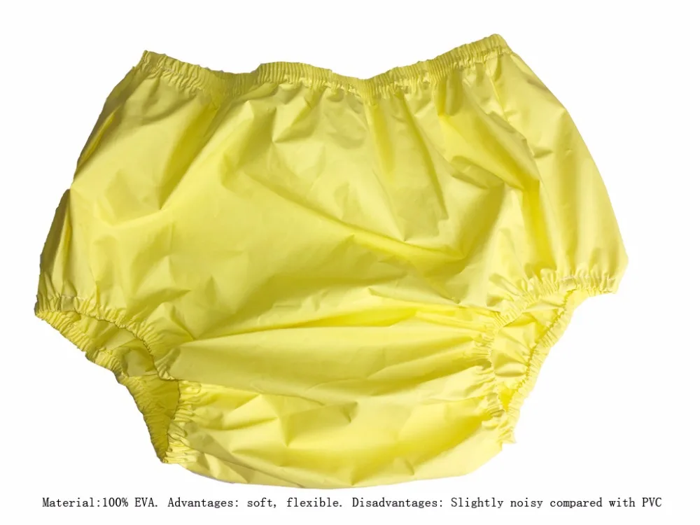 ABDL Haian Adult Incontinence Pull-on Plastic Pants Color Yellow 3 Pack